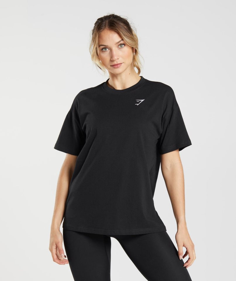 Women\'s Gymshark Training Oversized T-Shirts Black | CA 65N701